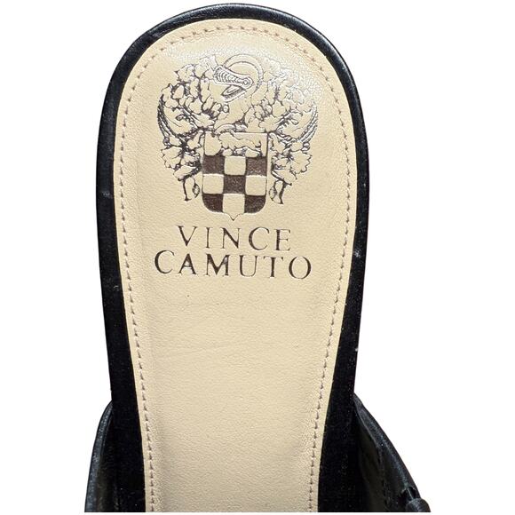 VINCE CAMUTO Mayaly Women's 10 Black Leather Platform Mules Slip On Sandals - Picture 10 of 11